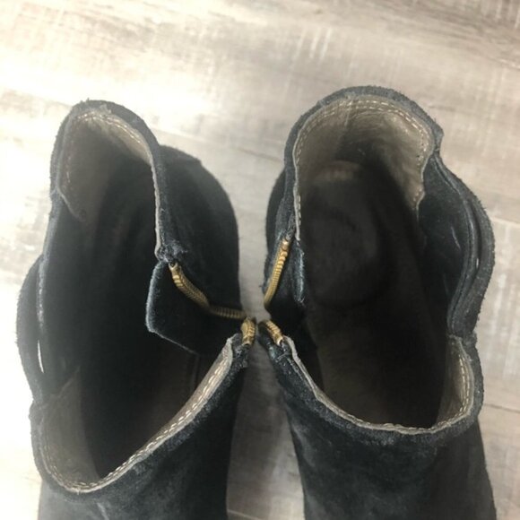 H London Black Suede Woven Ankle Boots Zipper size EU 37 US 6 - Picture 7 of 9